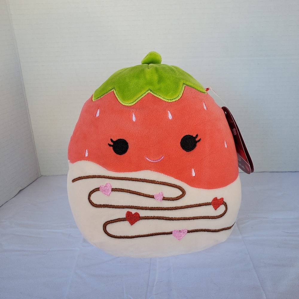 Squishmallows SCARLET White Chocolate Dipped Strawberry Heart Sprinkles 8"